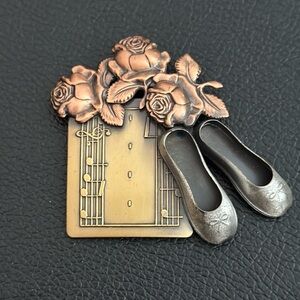 3/$24 - K & T Ballet Slipper Rose & Sheet Music Brooch